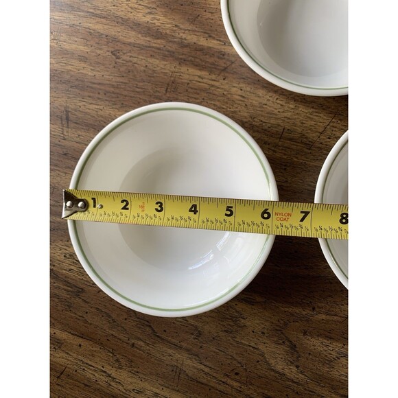 3 Corelle Bowls Green Stripe Floral Spray Spring Blossom Meadow Cereal Soup Vtg - Picture 10 of 10